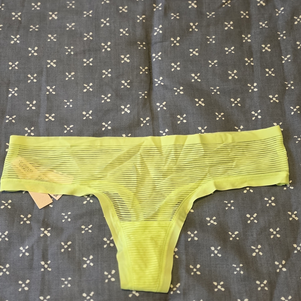 Neon Yellow Sheer Striped Thong